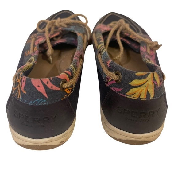Women's Navy Blue Tropical Floral SPERRY Boat Shoes - Picture 4 of 6